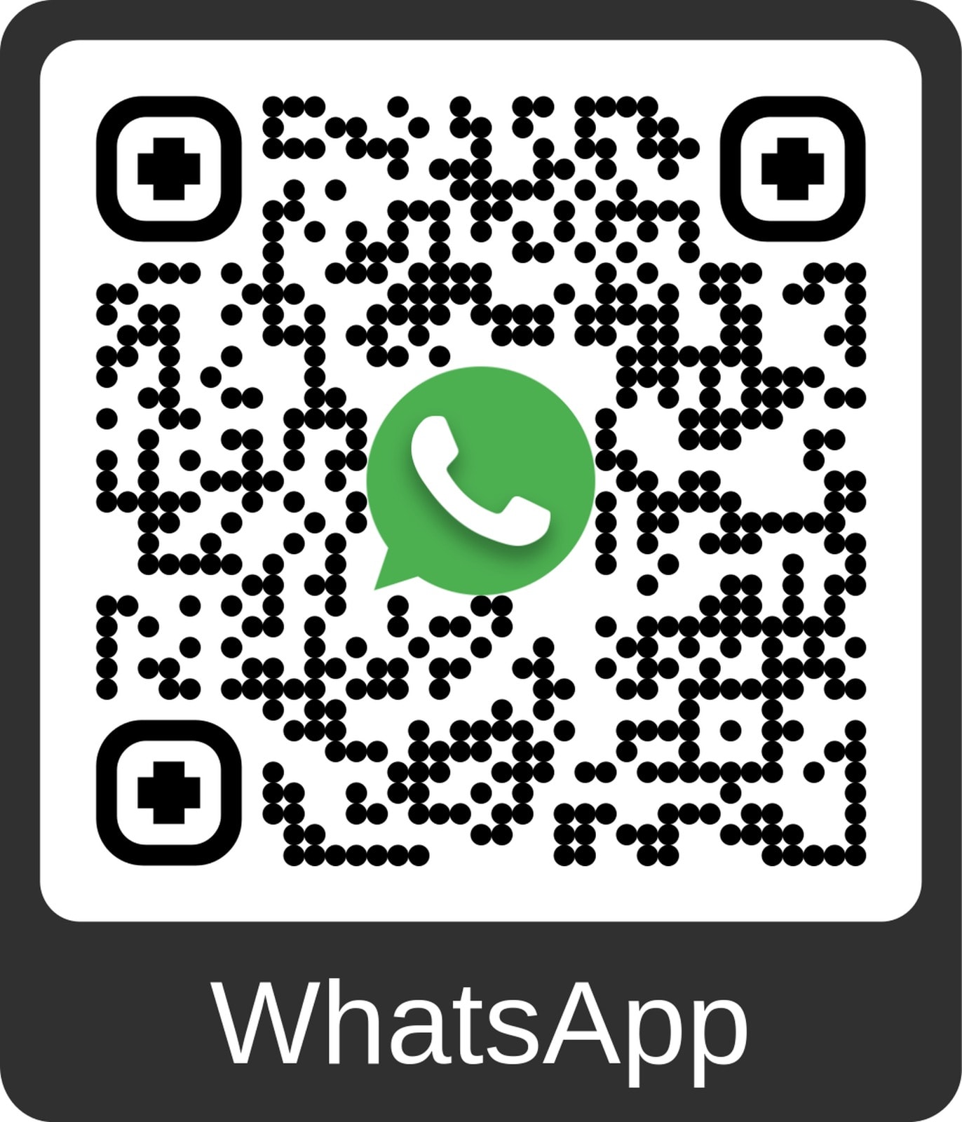 WhatsApp QR code — scan to contact Swiss Dental Studio